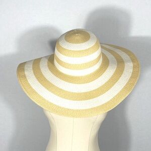 Shade & Shore Striped Tan and White Sun Hat